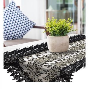 Black polyester embroidered table runner size 16*72 brand new